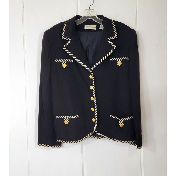 Albert Nippon Jackets & Blazers - Vintage Albert Nippon Suit Jacket Black with Striped Trim
